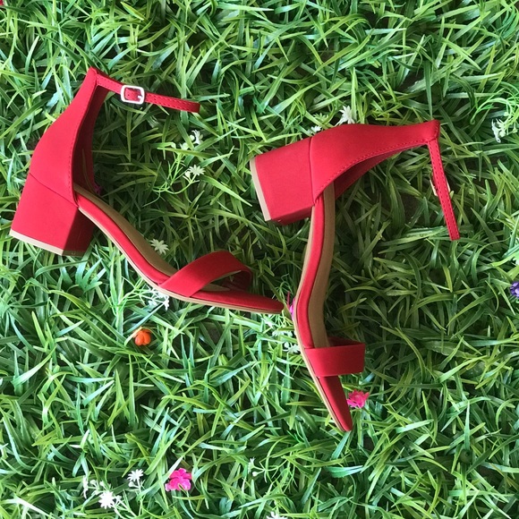 City Classified Red ankle strap 2” Heel Sandal - Picture 3 of 7